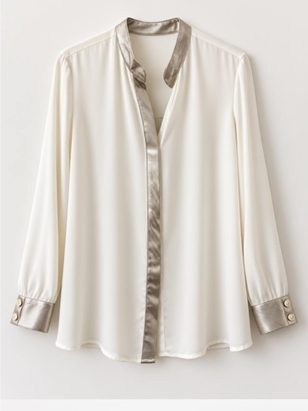 BB Dakota Ivory Blouse with Metallic Trim